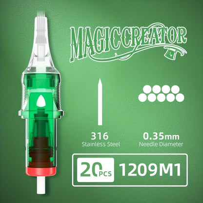 Disposable Tattoo Needles 20pcs Mixed Set RL RS M1 C-M — Multi-Gauge High Transparency Cartridge, Lasting Sharpness, Ample Ink Capacity, for Professional Artists & Beginners
