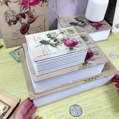 Book Safe Storage Organizer with Key Lock and Butterfly or Rose Cover for Money and Jewelry