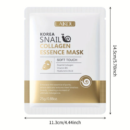 Face Mask, LAIKOU 20-Piece Snail Collagen Sheet Set with Individually Packed Facial Mask Sachets