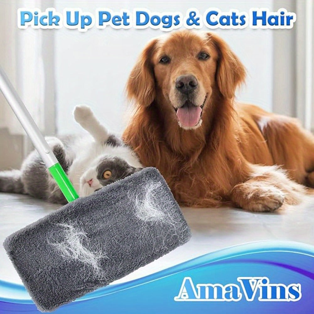 Ten-Piece Reusable Gray Microfiber Mop Pad Set with Elastic Openings for Flat-Head Floor Mops