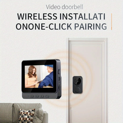 1296P Video Doorbell with 4.3" Indoor Monitor & Local SD Storage - No WiFi No App Required, Two-Way Audio