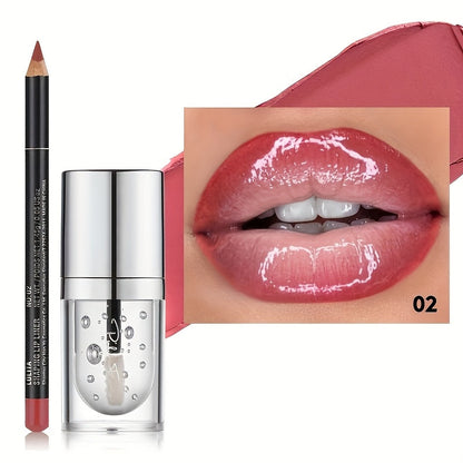 Lip Liner & Lip Oil Set 3 Shades – Long Lasting Silky Smooth Liner with Nourishing Hydrating Lip Oil for Plump Glossy Lips Daily Glam Makeup Gift for Women