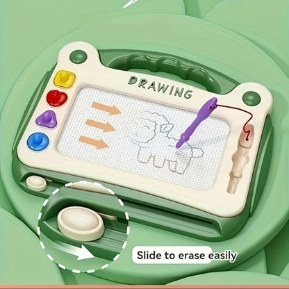 Three-Mode Magnetic Drawing Board with Four Stamps, Brush, Eraser Slider and Six Color Configurations