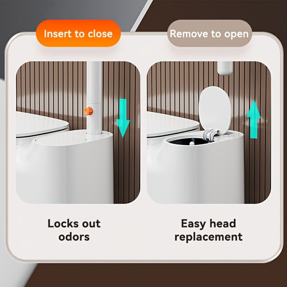 7.7L Bathroom Waste Bin and Disposable Toilet Brush Station with 12 or 72 Replacement Heads