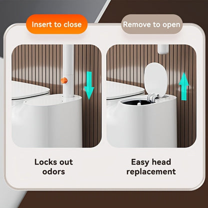 7.7L Bathroom Waste Bin and Disposable Toilet Brush Station with 12 or 72 Replacement Heads