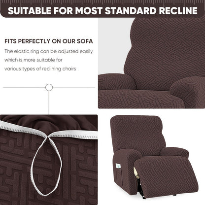 Stretch Recliner Slipcover with Pocket | All-Season 95% Polyester Spandex, All-in-One Recliner Chair Cover, Removable Washable Soft, Living Room Home Decor, 9 Colors