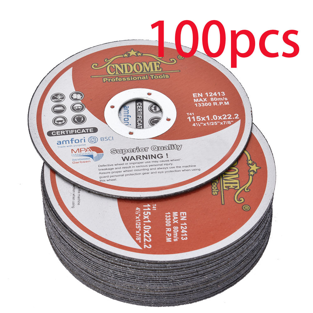 Cut-Off Wheels 100-Pack 4-1/2 Inch Aluminum Oxide Cutting Discs - 0.040" Thin Kerf, 7/8" Arbor, 13300 RPM for Angle Grinder, Metal, Stainless Steel & Steel Cutting, A60TBF Grade Bulk Set