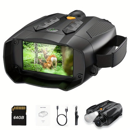 Night Vision Goggles with Built-In 3W IR Illuminator | 200MP HD, 10X Digital Zoom, 5W IR Light, 6-Hour Battery | Hands-Free Wearable for Hunting, Survival, Wildlife & Nighttime Outdoor Adventures
