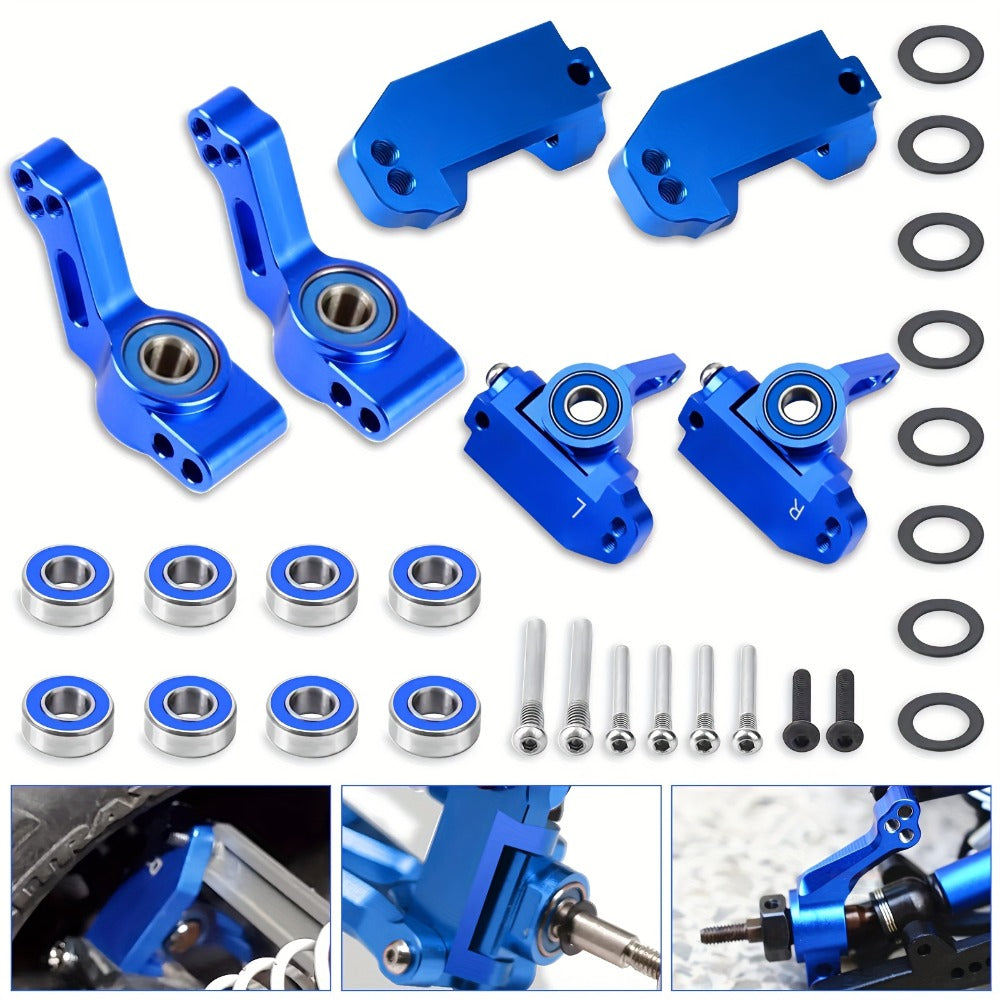 Aluminum Front Steering Caster Block Set for Traxxas Slash 2WD Stampede Rustler RC Car Upgrade Kit Replaces #3632 #3736 #3752 with Stub Axle Carriers Adjustable Tie Rod