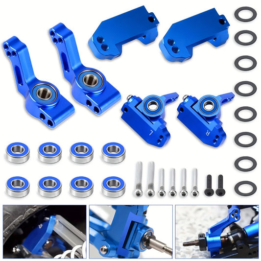 Aluminum Front Steering Caster Block Set for Traxxas Slash 2WD Stampede Rustler RC Car Upgrade Kit Replaces #3632 #3736 #3752 with Stub Axle Carriers Adjustable Tie Rod