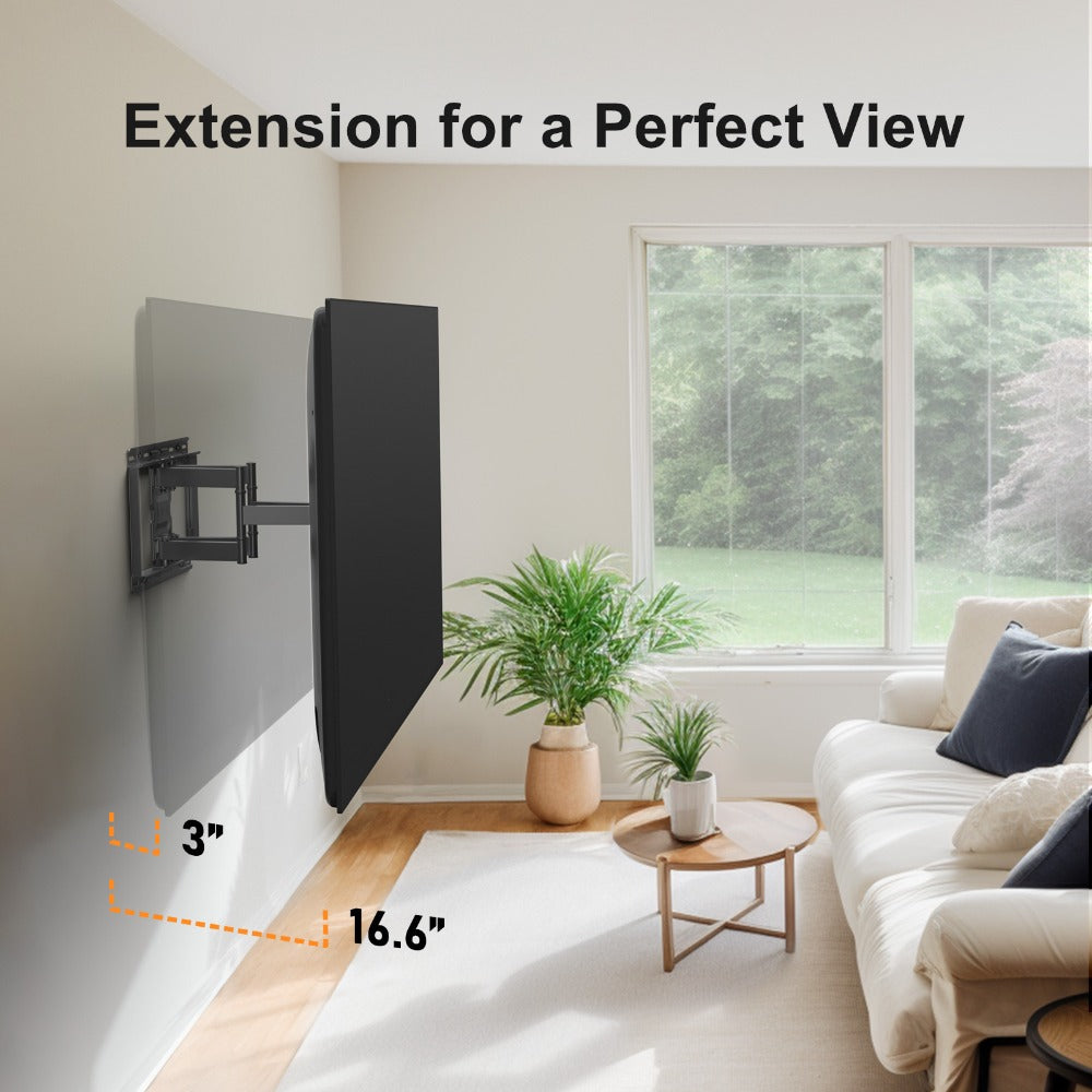 Heavy Duty TV Wall Mount 40-85 Inch 132 lbs – Full Motion Dual Articulating Arms, Tool-Free Tilt Swivel Extend Rotate Level, VESA 600x400mm, Fits 16" Studs, Steel Bracket for Large Flat Screen TVs