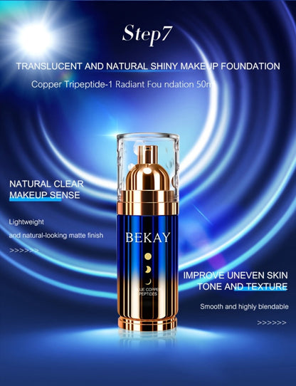 12-Piece BEKAY Skincare Gift Set with Blue-and-Gold Cleanser, Toner, Lotion, Cream and Eye-Care Collection