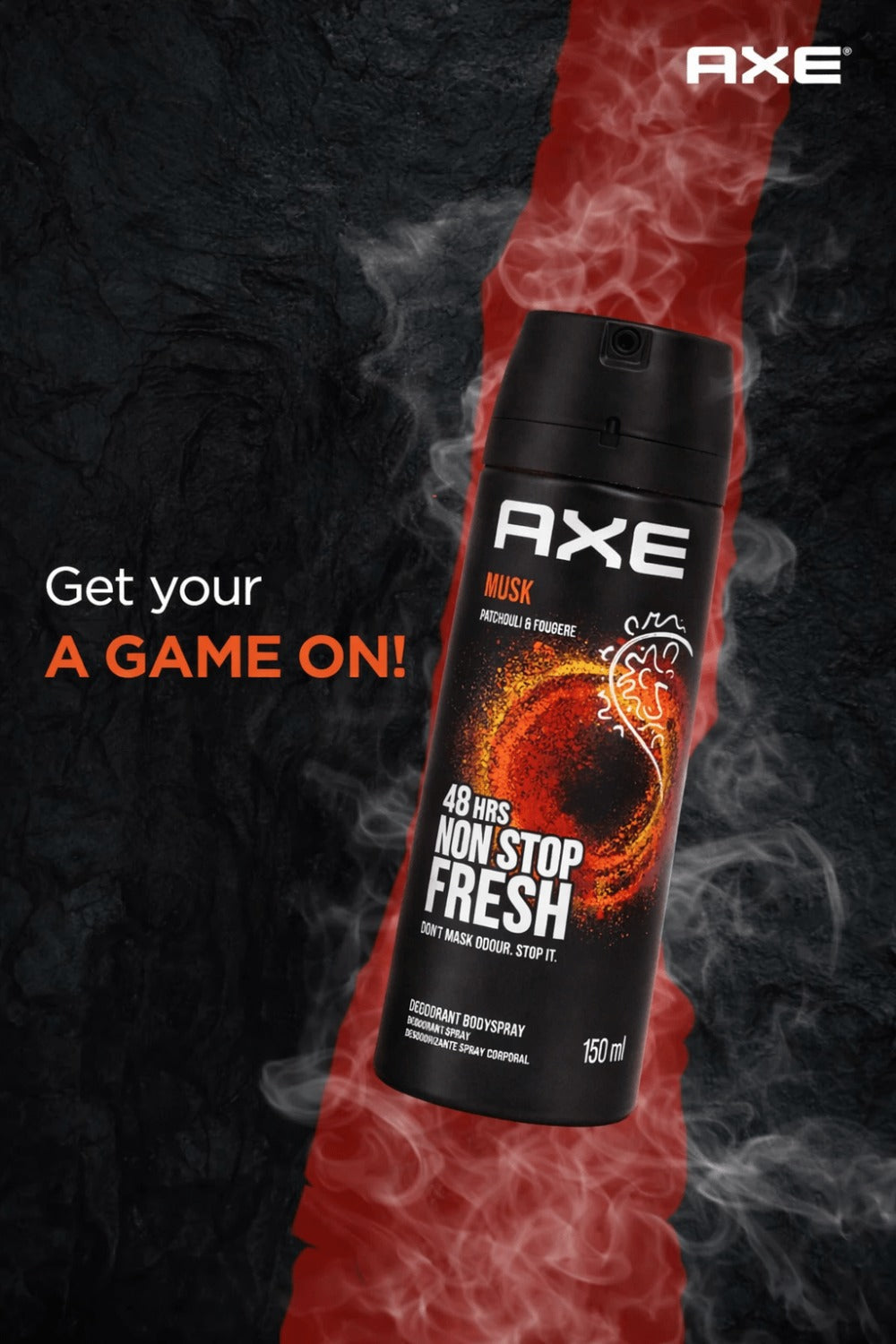 AXE Musk Body Spray Three-Pack with 150ml Black Aerosol Cans, Musk Scent Label and 5 oz Marking