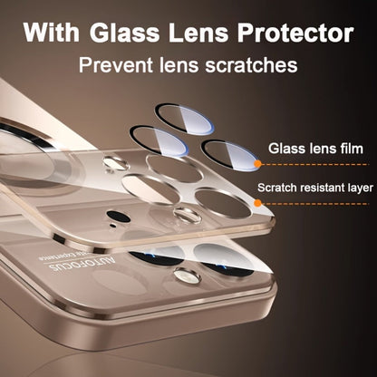 Phone Case Matte Titanium-Finish Magnetic Cover with Built-In Glass Lens Protector for Select iPhone Models
