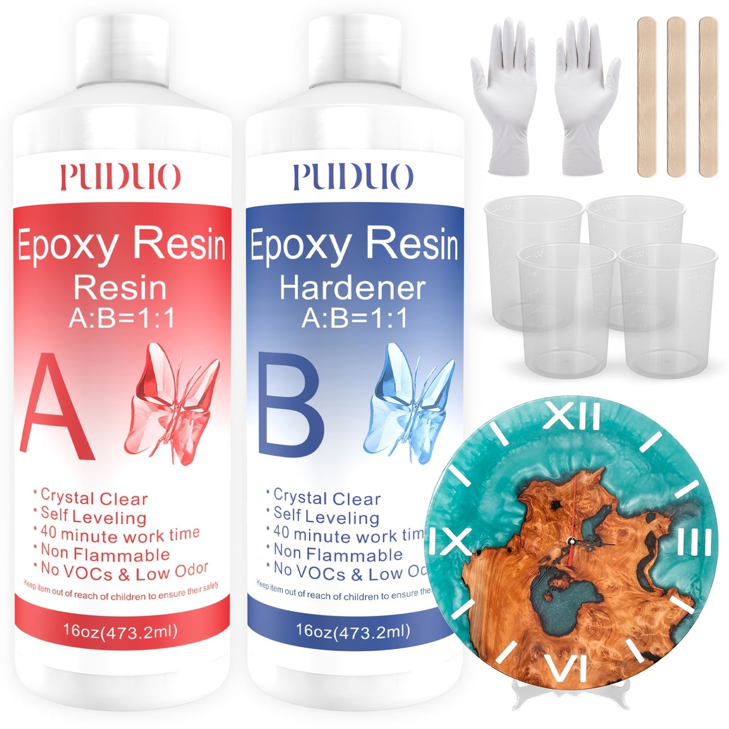 Epoxy Resin Kit Ultra Clear Bubble-Free Self-Leveling – 2-Part Casting & Coating Resin for River Tables Countertops Crafts, Yellowing-Resistant Fast Cure Formula