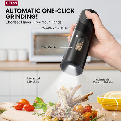Electric Salt and Pepper Grinder Set – Rechargeable Automatic Mills with LED Light, Adjustable Coarseness & 3.72oz Capacity for Home Kitchen, BBQ, Restaurant & Outdoor Entertaining
