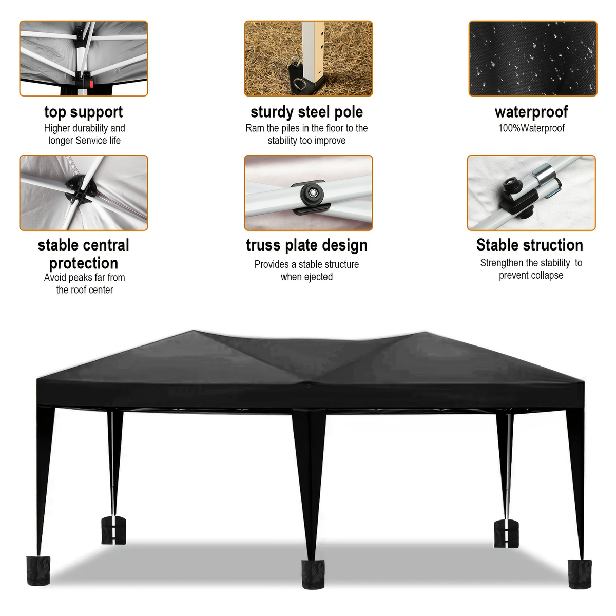 Party Tent 10x20ft 6 Sidewalls Commercial Canopy for Garden, Patio and Yard Use, with the Listed Configuration