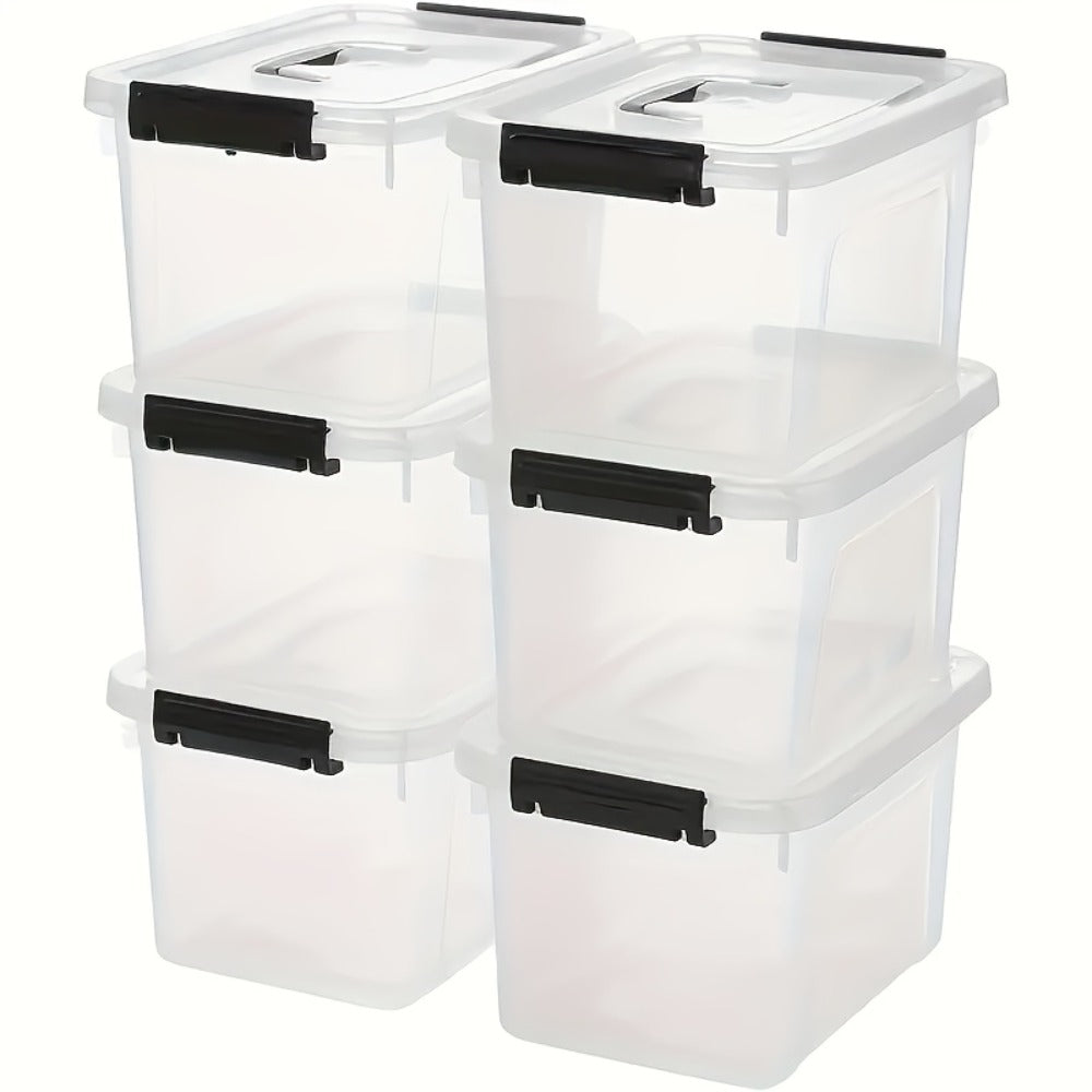 Stackable Clear Plastic Storage Bins with Lids – 6 Pack Large Capacity Clip-On Lid Containers for Home, Closet, Office & Garage Organization (12.7qt / 20.8qt)