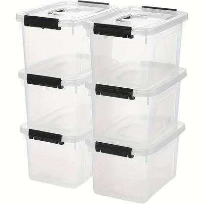 Stackable Clear Plastic Storage Bins with Lids – 6 Pack Large Capacity Clip-On Lid Containers for Home, Closet, Office & Garage Organization (12.7qt / 20.8qt)