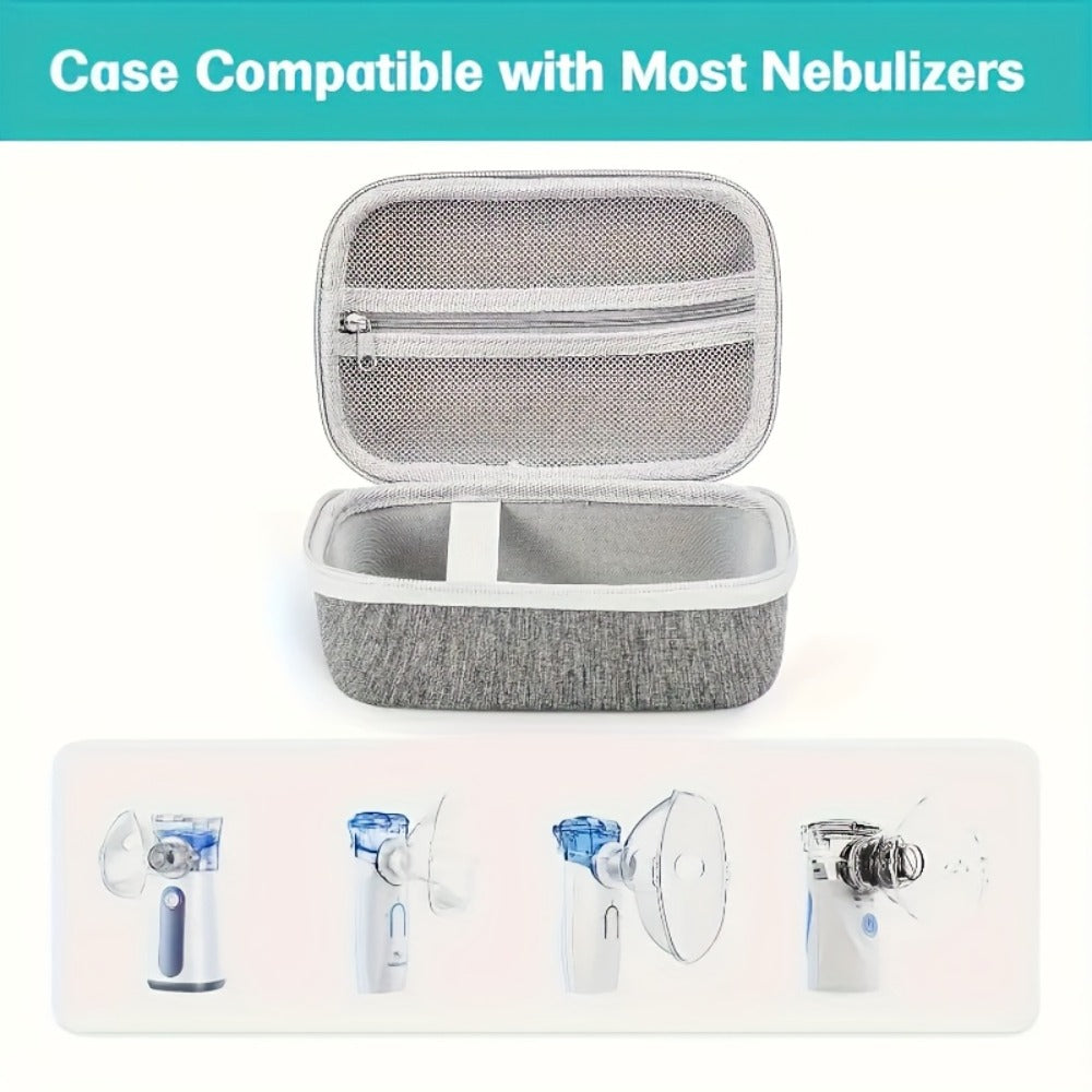 Gray Zip Storage Case with Carry Strap, Mesh Pocket and Removable Dividers for Small Beauty Devices