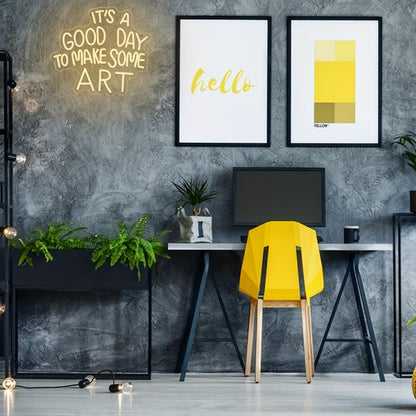 LED Neon Sign "Today Is a Great Day for Creating Art" Dimmable Wall Light for Study Room Classroom Home Living Room – Creative Art LED Neon Light Decor Gift for Artists Teachers Students