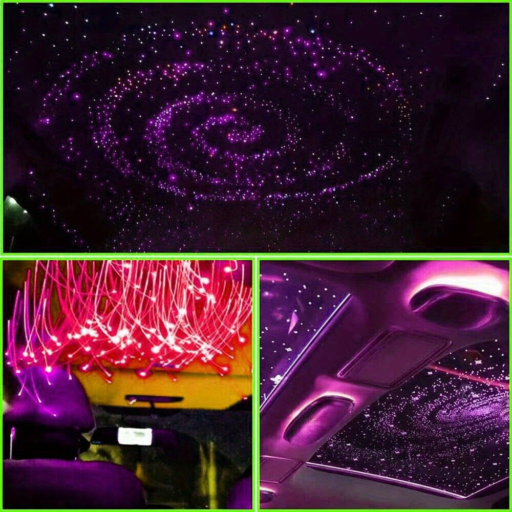 Fiber Optic Star Ceiling Light Kit 1000pcs, 0.5mm x 78.74" RGBW Car Roof Headliner Starlight Kit with App & 24-Key Remote Control, Color Changing Twinkle Lights for Car Interior Home Theater Bedroom