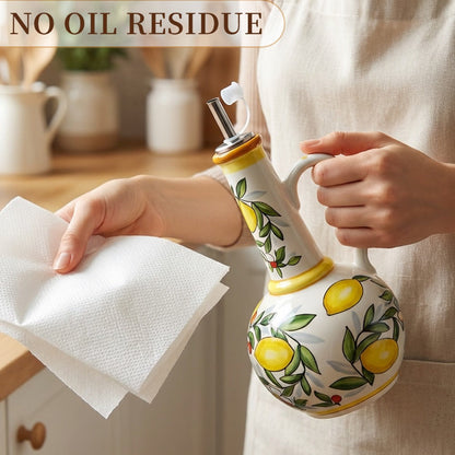 Ceramic Oil and Vinegar Dispenser Set Hand-Painted Underglaze Anti-Drip Leak-Proof Kitchen for Home Cooking, Dining and Outdoor Meals