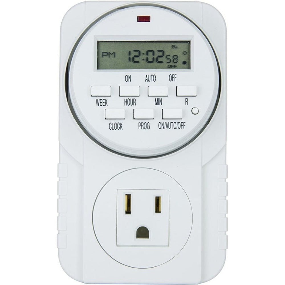 7-Day Heavy Duty Digital Programmable Timer with Dual Outlet - 24 Hour Indoor Electric Timer for Hydroponics, Lamp, Light, Fan, 120V 60Hz, Two Outlet Weekly Scheduling Timer Switch