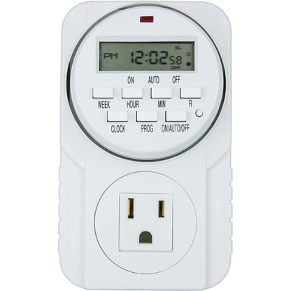 7-Day Heavy Duty Digital Programmable Timer with Dual Outlet - 24 Hour Indoor Electric Timer for Hydroponics, Lamp, Light, Fan, 120V 60Hz, Two Outlet Weekly Scheduling Timer Switch