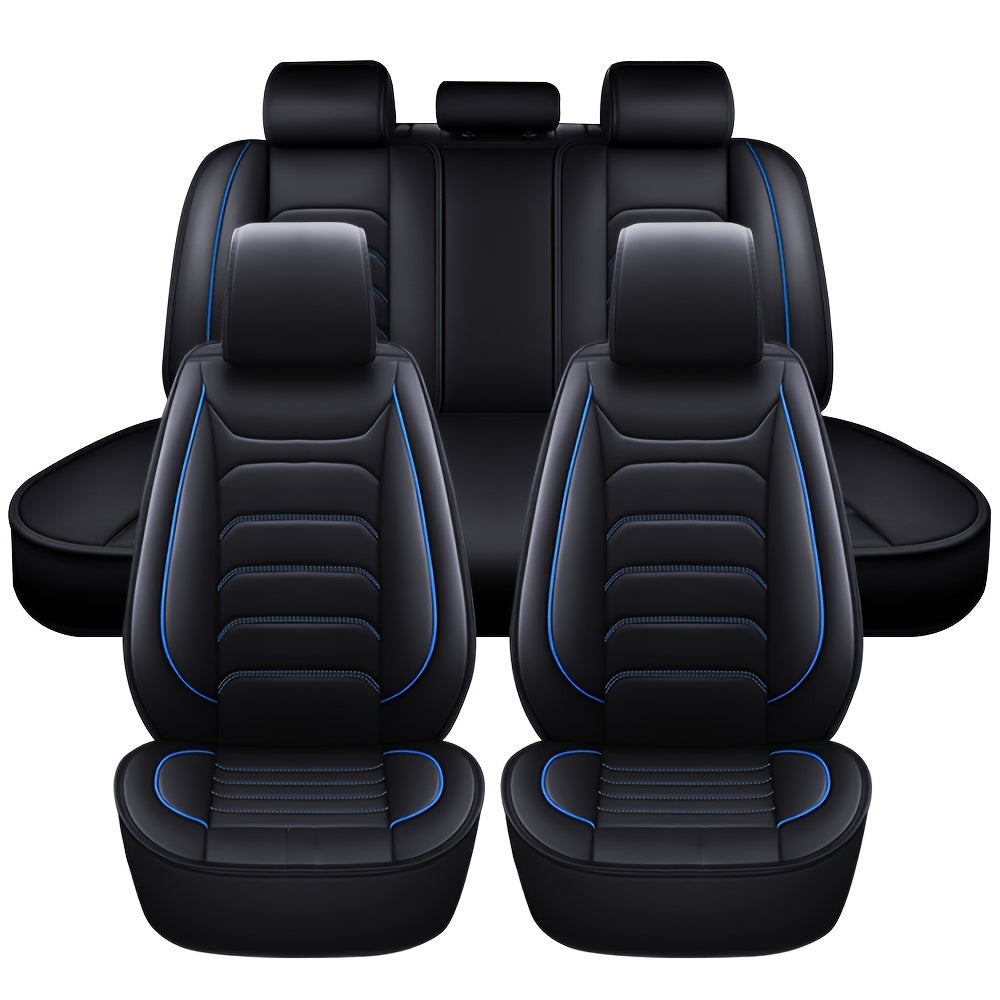 Car Seat Covers 5-Seat Faux Leather Set with Foam Padding and Optional Matching Pillow Pieces