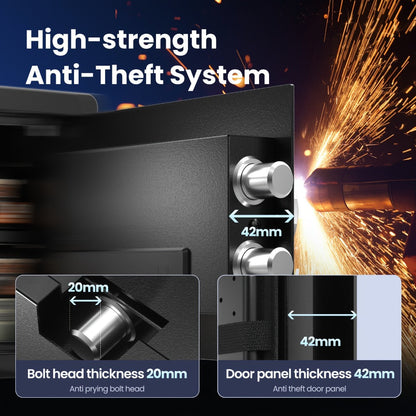 Fingerprint Safe Box with Password and Key Lock 0.3 0.8 1.13 1.71 Cu Ft Home Security Safe for Money Documents Passports Jewelry Bedroom Office Bedside Electronic Combination Lock Steel Safe