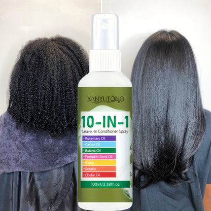 10-in-1 Hair Treatment Spray 100ml with Argan Oil Batana and Rosemary - Anti-Breakage Split End Repair Frizz Control Shine Boost Leave-In Spray for Dry Damaged Hair Women and Men