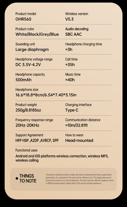 Acer OHR560 ANC Over-Ear Wireless Headphones, Full-Coverage Foldable Design HiFi Stereo HD ENC Call Noise Reduction Built-in Mic, 3.5mm Audio Cable Compatible for Work Travel Gaming Study