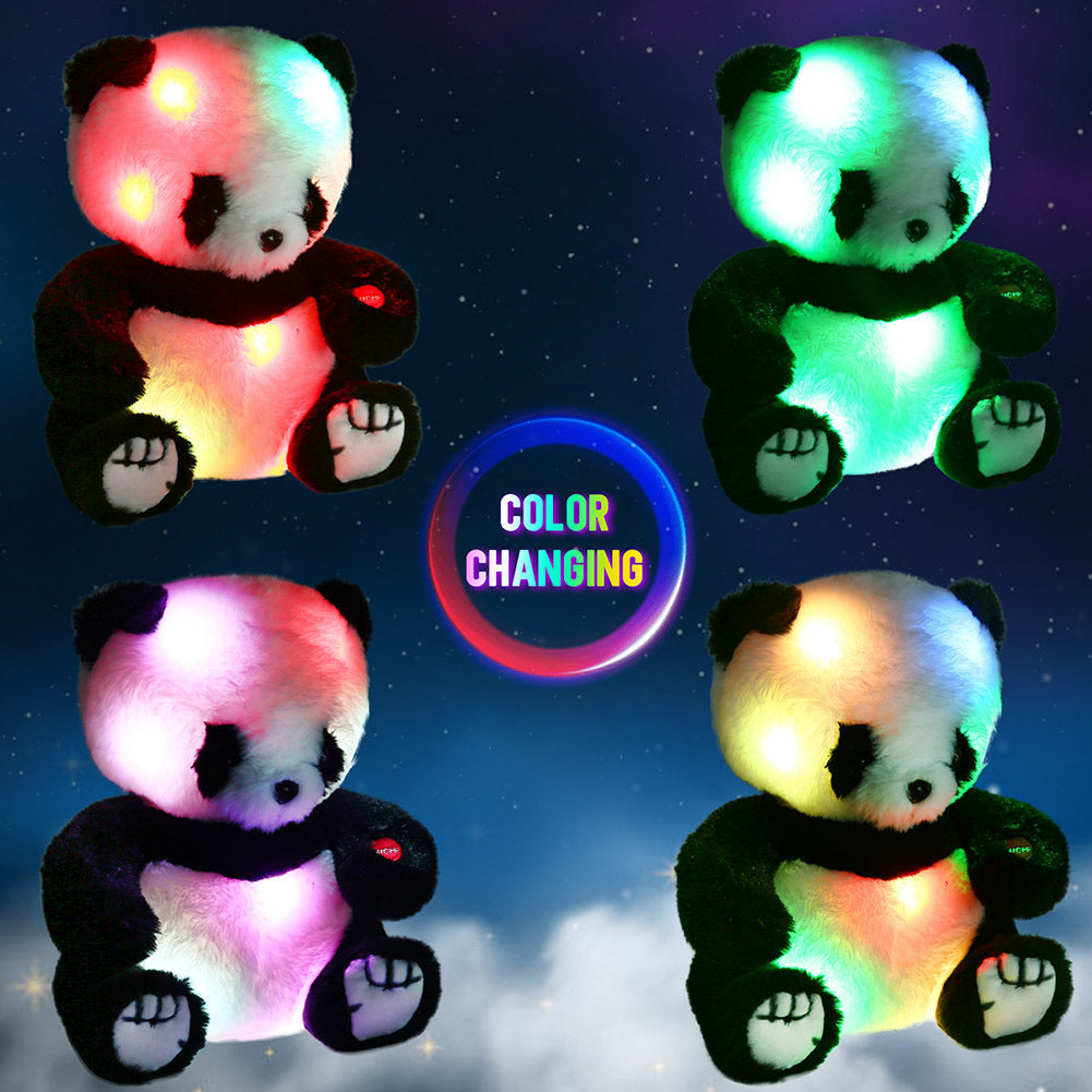 8-Inch Light-Up Panda Plush with Color-Changing LEDs, Soft Stuffed Body, Button Control and 2-AA Battery Compartment