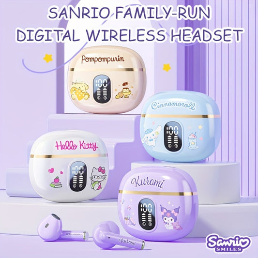 Sanrio Hello Kitty Kuromi Cinnamoroll Bluetooth Earbuds Cute Wireless Earphones 3 Styles Power Display Gaming Earbuds Easy to Carry for Daily Exercise Study Outdoor Holiday Birthday Gift