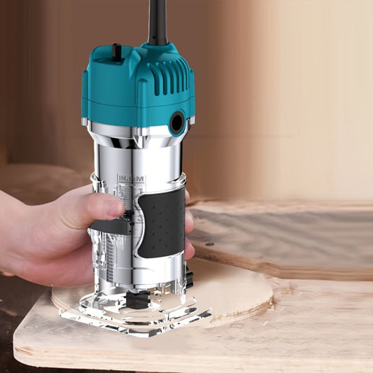 Wood Router Carving Machine Electric Trimmer – Wood Slotting, Drilling & Engraving Tool with Optional 15pc Milling Cutter Set, for Woodworking, Furniture Making & DIY Crafts