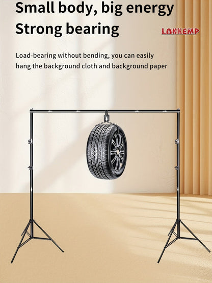 LANKEMP 6.6-Foot Square Photography Backdrop Stand Kit with Two Tripods, Four Crossbars, Clips and Carry Bag