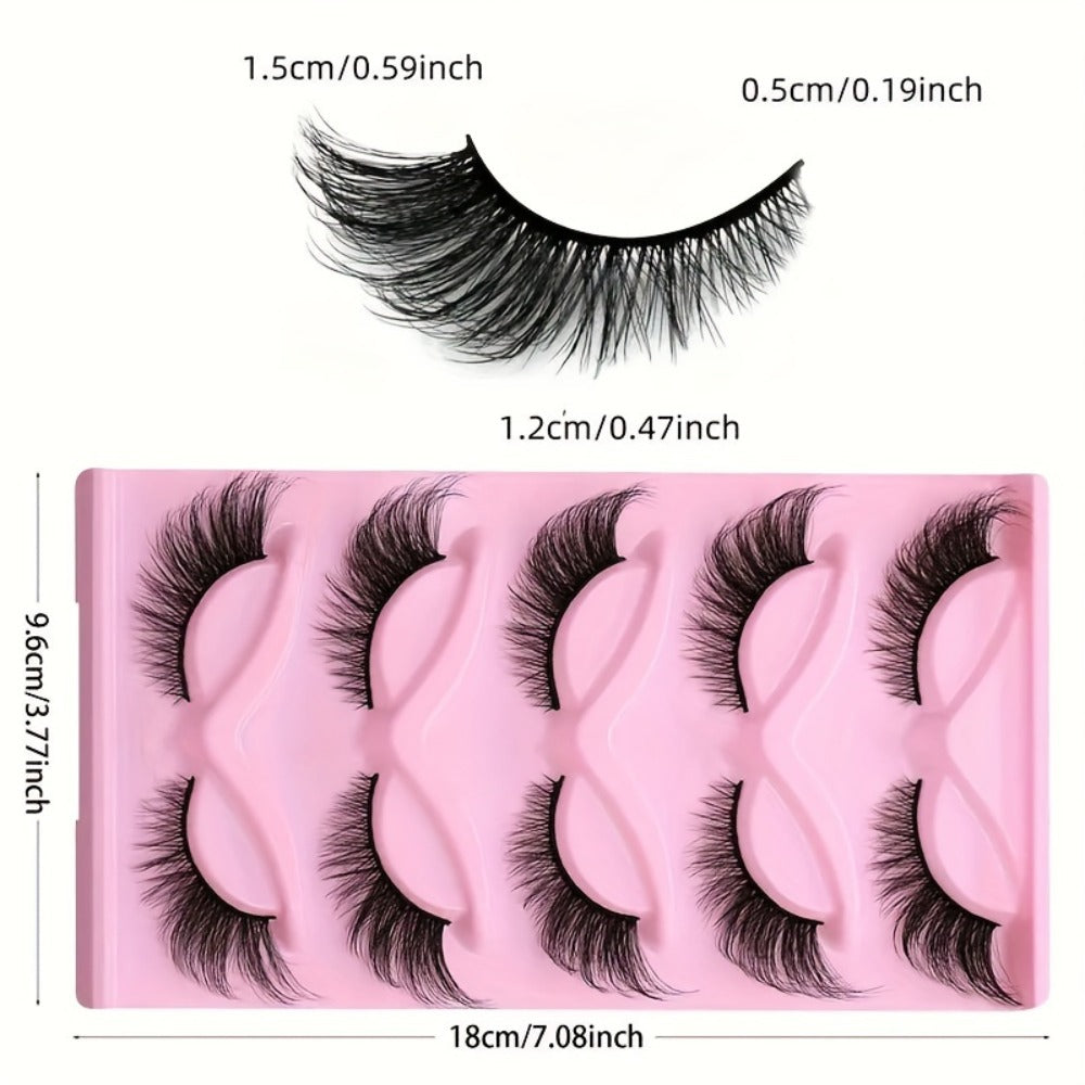 Cat-Eye False Eyelashes Bulk Bundle with Six Packs of 30 Pairs in Stacked Pink Storage Trays