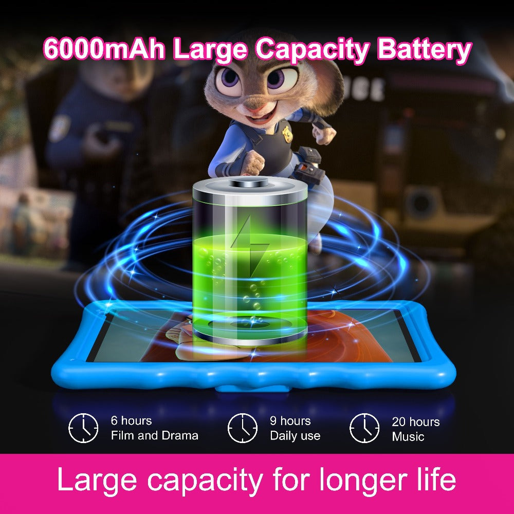 Kids Tablet 10.1 Inch with Android 13, 4GB RAM, 32GB Storage, 6000mAh Battery and Protective Case