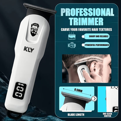 USB Rechargeable Hair Clipper for Men with LCD Display — Professional Large-Capacity Battery Clipper, Reinforced White Design, Home Salon & Travel Essential, Gift for Dad & Son