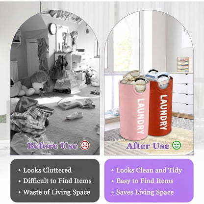 Two-Piece 95L Foldable Laundry Hamper Set with Ring Handles in 12 Solid or Mixed Color Options