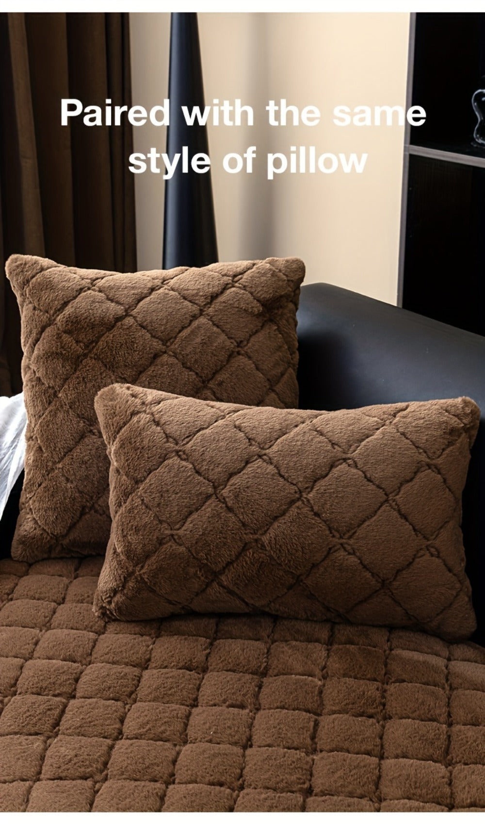 Sofa Cover Plush-Texture Cushion Panels in Pillowcase and 1, 2, 3 or 4-Seat Dimensions in Four Colors