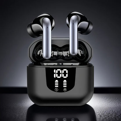 Bass Stereo Wireless Earphones Bluetooth 5.4, 40-Hour Playtime In-Ear Earbuds with Noise Cancelling Mic & LED Display, Touch Control Type-C Charging, Compatible with Laptop Tablet Phone, Sport Exercise