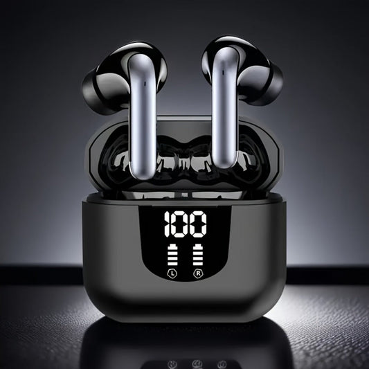 Bass Stereo Wireless Earphones Bluetooth 5.4, 40-Hour Playtime In-Ear Earbuds with Noise Cancelling Mic & LED Display, Touch Control Type-C Charging, Compatible with Laptop Tablet Phone, Sport Exercise