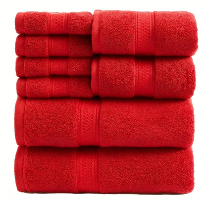 Towel Set 8 or 16 Piece Thickened Bath, Hand and Washcloth Collection in Multiple Solid Colors