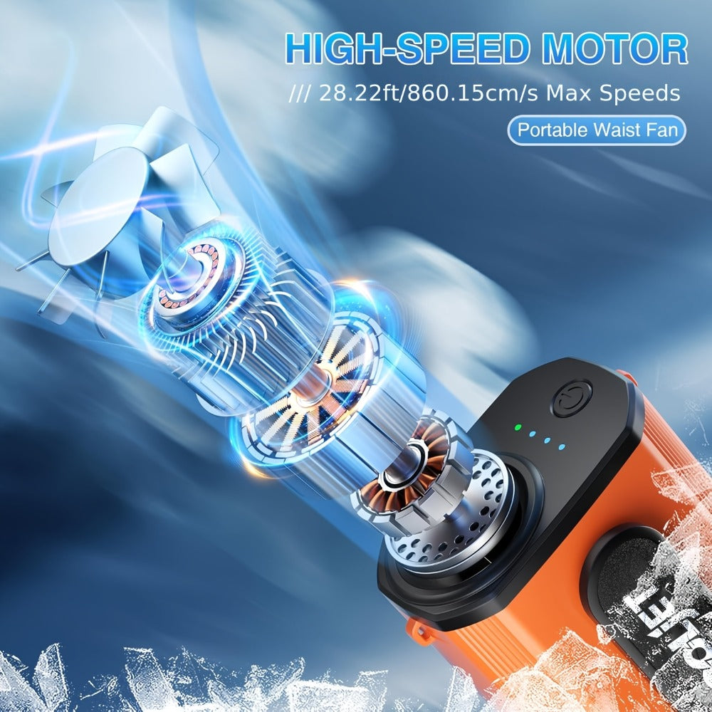 Portable Fan by Coogir, 5000mAh Four-Speed Waist Clip and Neck Model with LED Battery Display