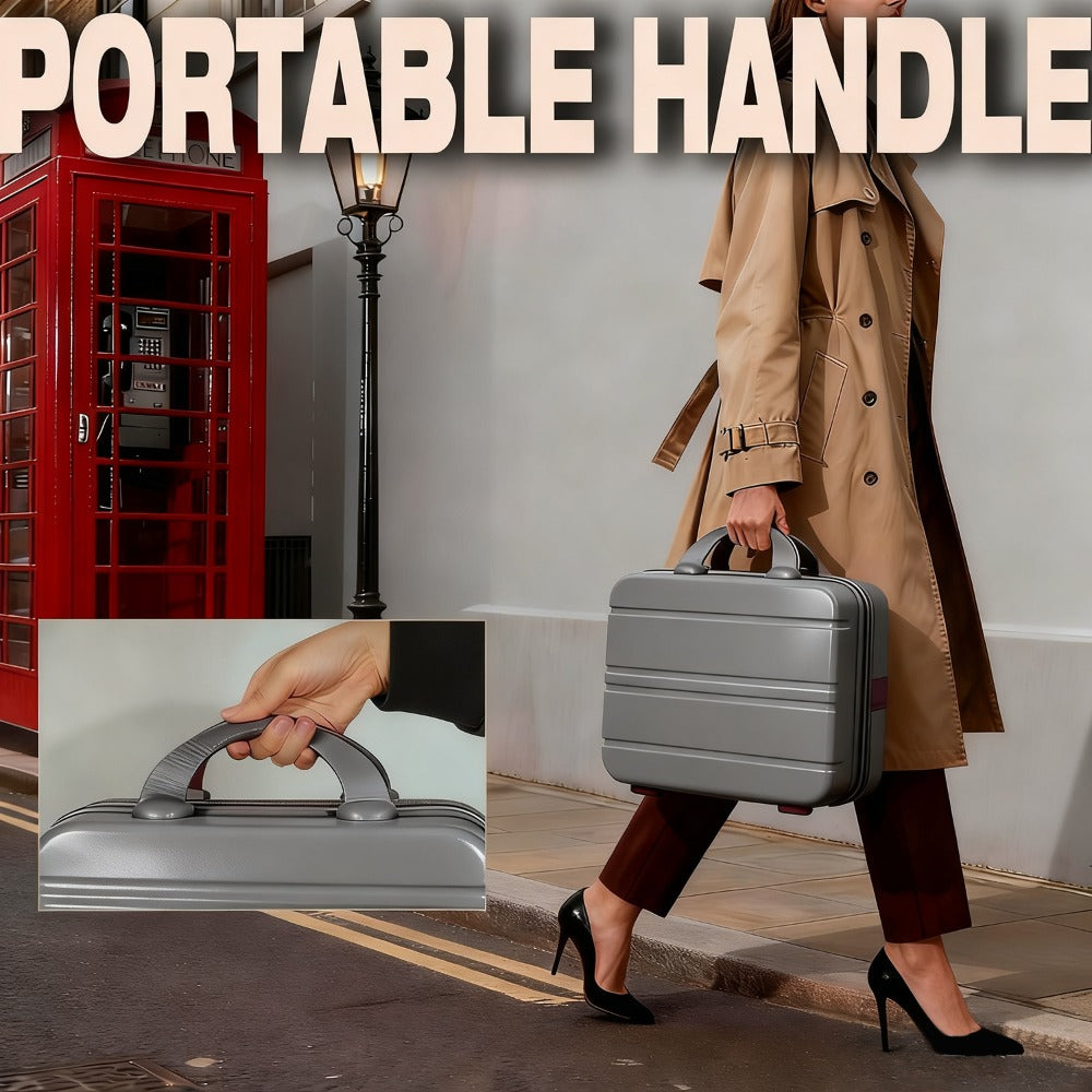 Hard Shell Makeup Travel Case Waterproof Pressure-Proof Portable Cosmetic Suitcase with Elastic Band Luggage Attachment Carry-On Organizer for Women Travel Camping Gym 30x25x15cm