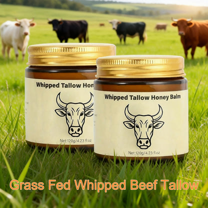 Body Cream 2-Pack Whipped Tallow Honey Balm in 120g Jars for Face, Hands and Everyday Body Care