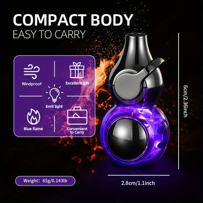 Orb-Design Torch Lighter with Auxiliary Light, Top Rocker Control and Three Body Color Options