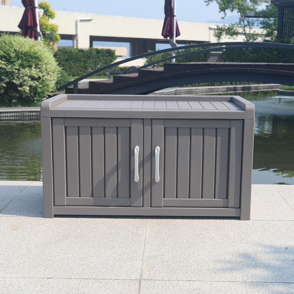 Light Brown Shoe Storage Bench with Hidden Cabinet for Entryway, Porch, Patio, Mudroom or Hallway Organization